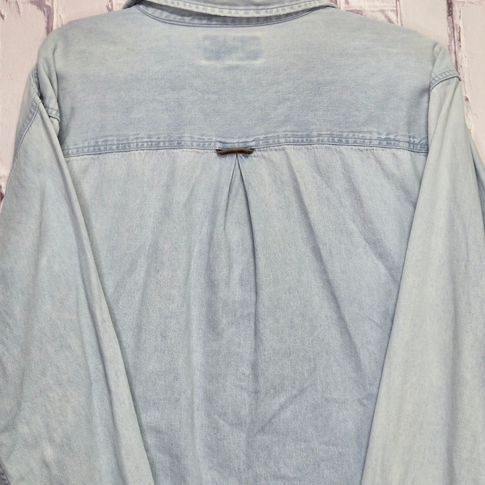 Vintage Marlboro Country Denim Shirt Light Wash Western Workwear Mens Large L - Picture 7 of 13